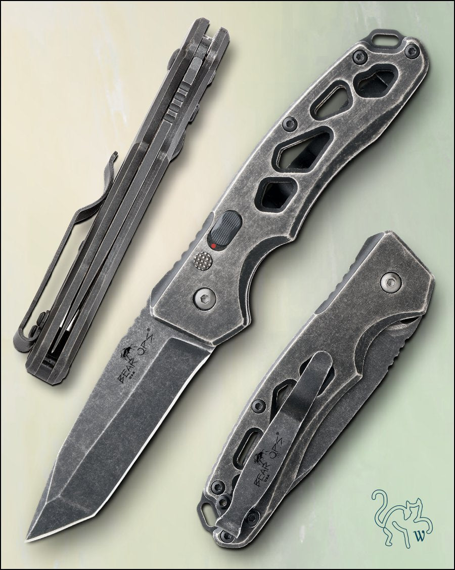Bear OPS Bold Action XII Stonewash Titanium 154CM Tanto Blade AC-1200-TI-SW