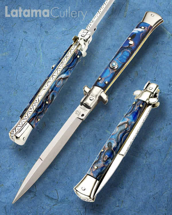 Walt's 28cm Custom CLASSIC “Blue Wire Copper Accent” Aqua Insert Release Button C-CL-BC-BA11885 portrait