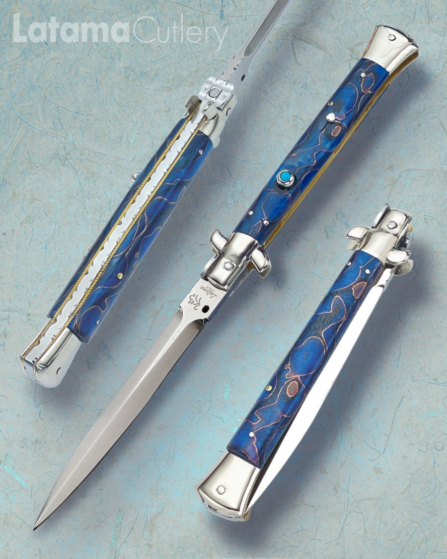 Walt's 28cm Full Custom CLASSIC “Blue Wire Copper Accent” Turquoise Insert Release Button C-CL-BC-ND11897 