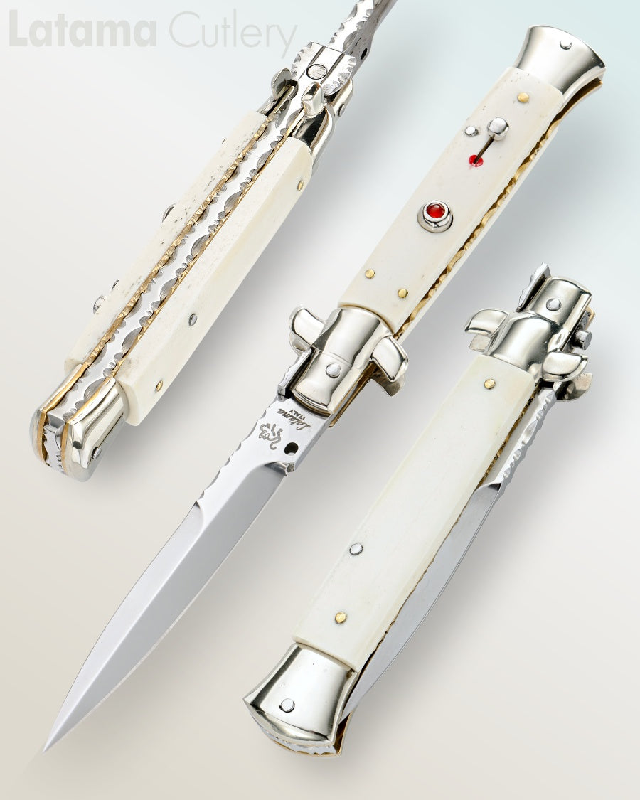 Walt's 23cm Custom CLASSIC "White Bone" Amber Insert Release Button Half Grind C-CL-BO-HG9504