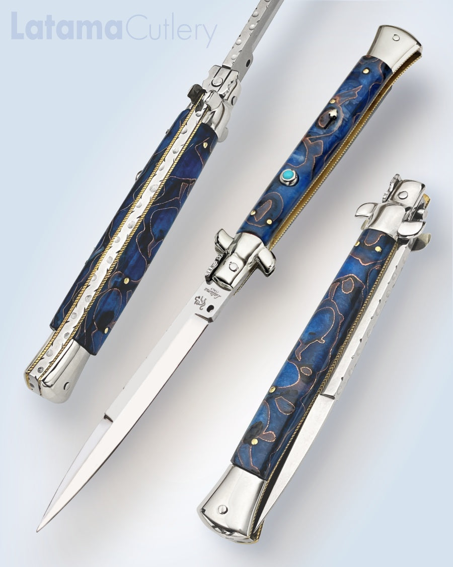 Walt's 28cm Full Custom CLASSIC “Cloudy Blue &amp; Wire Copper Accent” Bayonet Grind C-CL-CD-BA11956 portrait