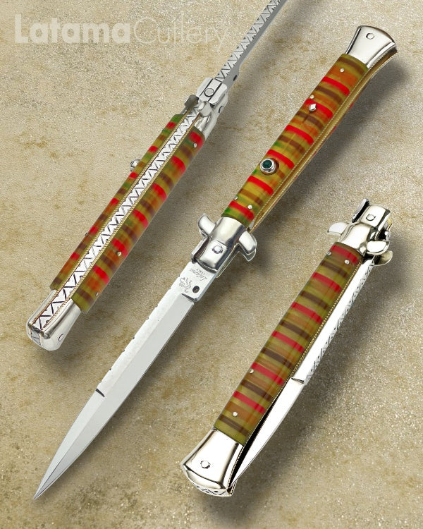 Walt's 28cm Custom CLASSIC “Gold Ball Candy Stripe” Emerald Insert Release Button C-CL-CS-BA11892 portrait