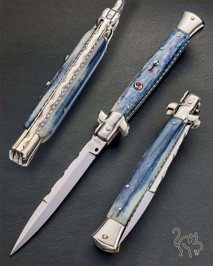 Walt&#39;s 28cm CUSTOM CLASSIC “Giraffe Bone Blue” Fire Opal Release Button C-CL-GBL-BA11742