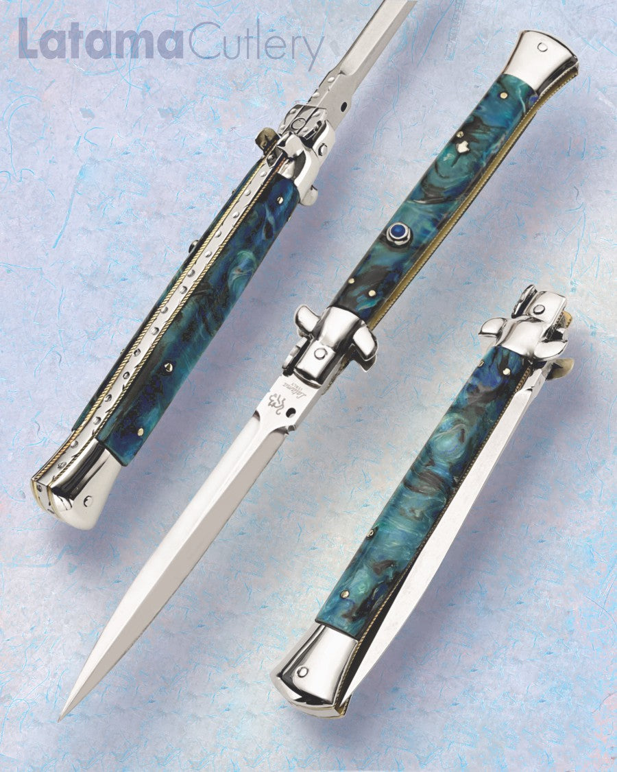 Walt's 28cm Full Custom CLASSIC “Ocean Waves” Blue Onyx Insert Release Button C-CL-OW-ND11929 portrait