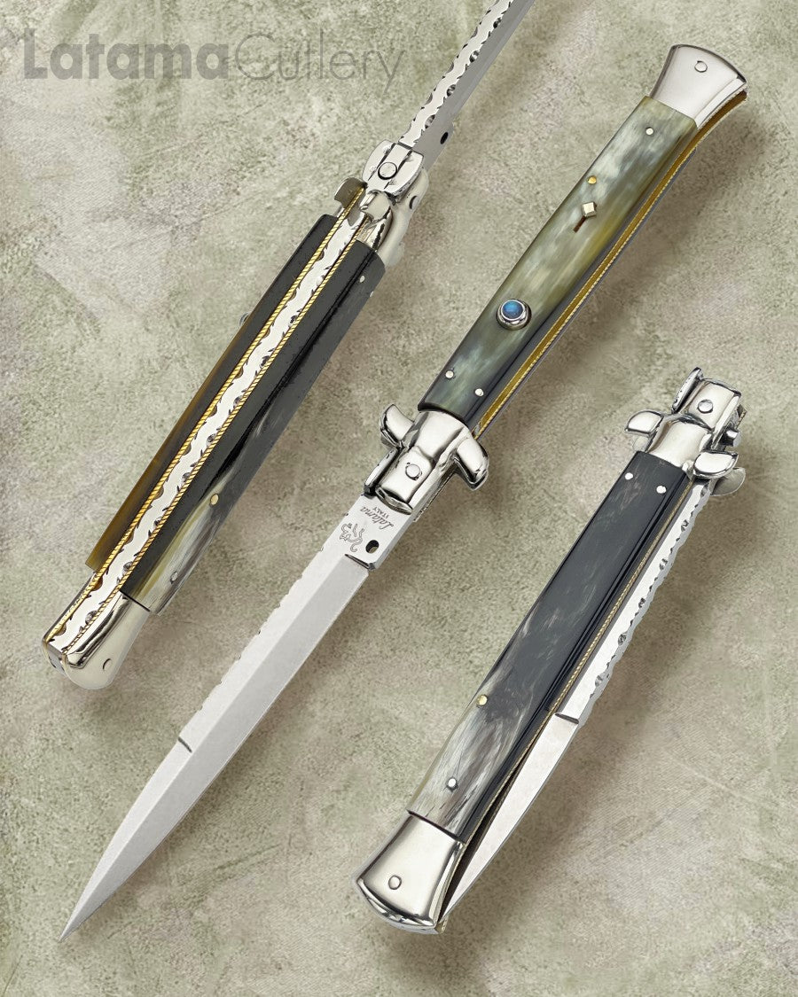 Walt's 28cm Full Custom CLASSIC “Primo B&amp;W” Moonstone Insert Release Button Bayonet Grind C-CL-PR-BA11899