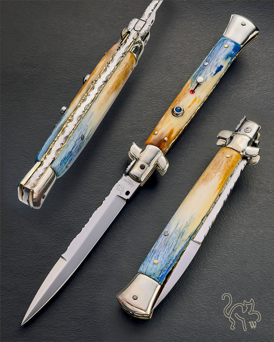 Walt's 28cm CUSTOM CLASSIC “Giraffe Bone Tan/Blue” Lapis Lazuli Release Button C-CL-GTB-BA11744