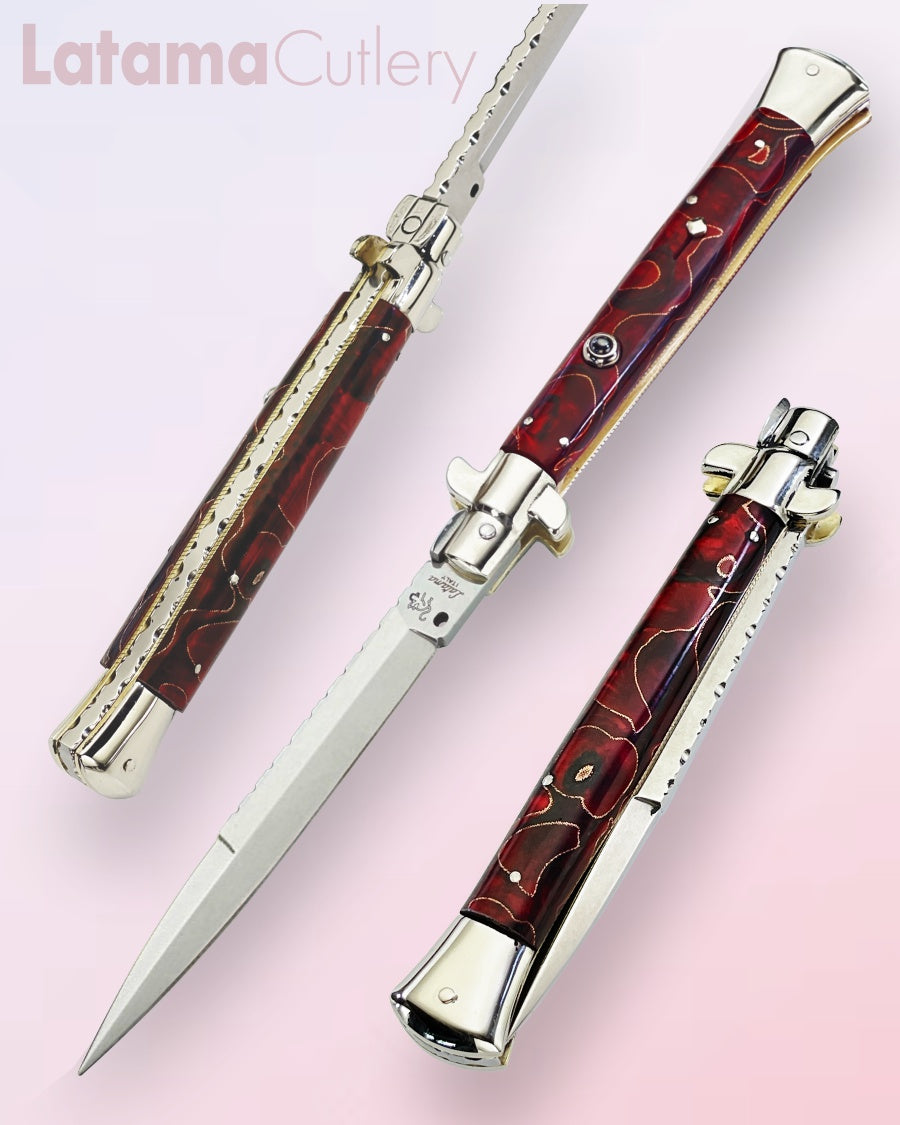 Walt's 28cm Full Custom PICKLOCK “Maroon Copper Wire Accent” Hematite Insert Release Button C-PK-MC-BA11910 portrait