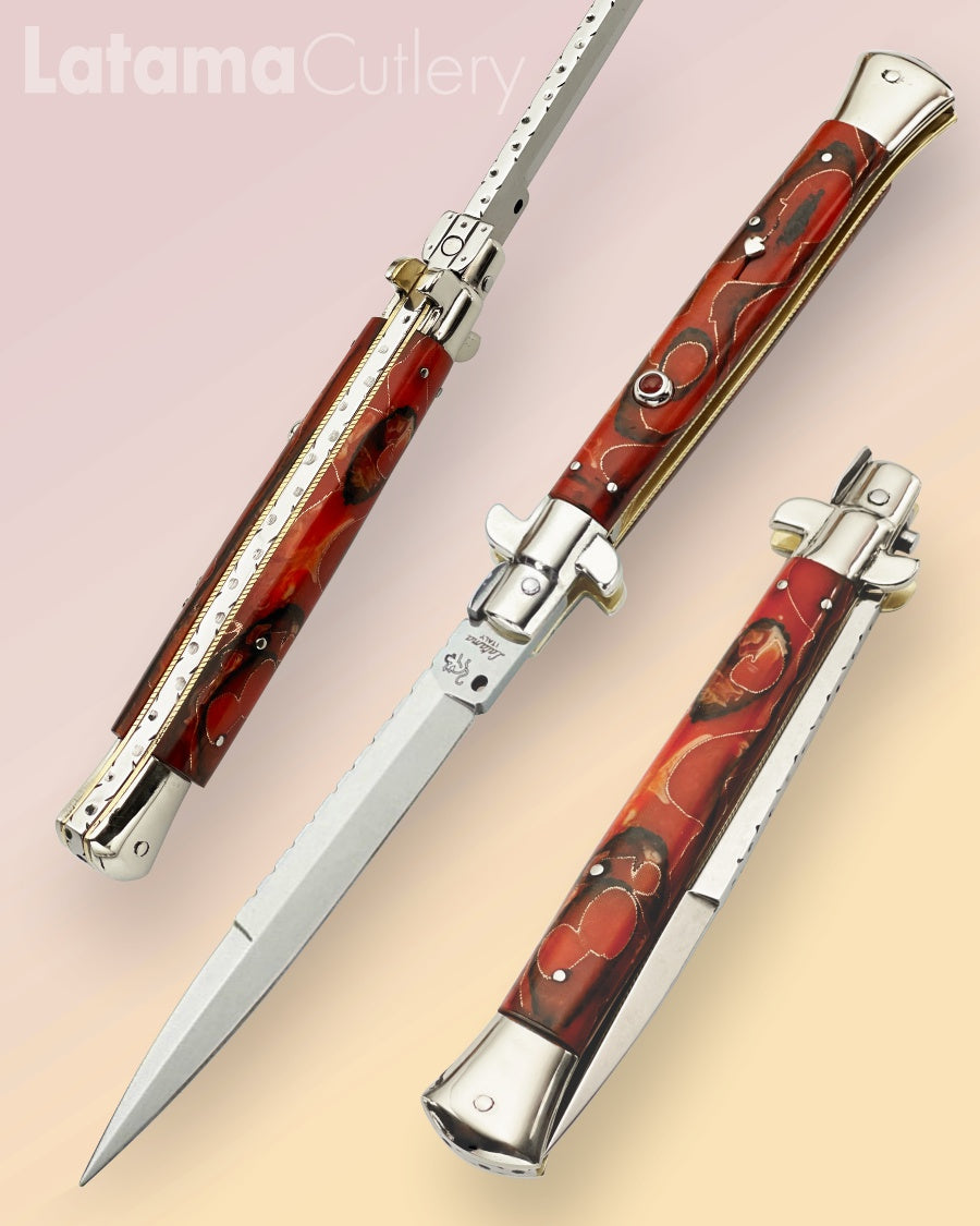 Walt's 28cm Full Custom PICKLOCK “Orange Copper Wire Accent” Fire Opal Insert Release Button C-PK-OC-BA11912 portrait