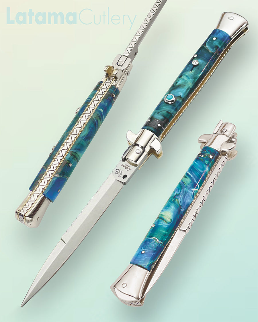 Walt's 28cm Full Custom PICKLOCK “Ocean Waves” Light Turquoise Insert Release Button C-PK-OW-BA11914 portrait