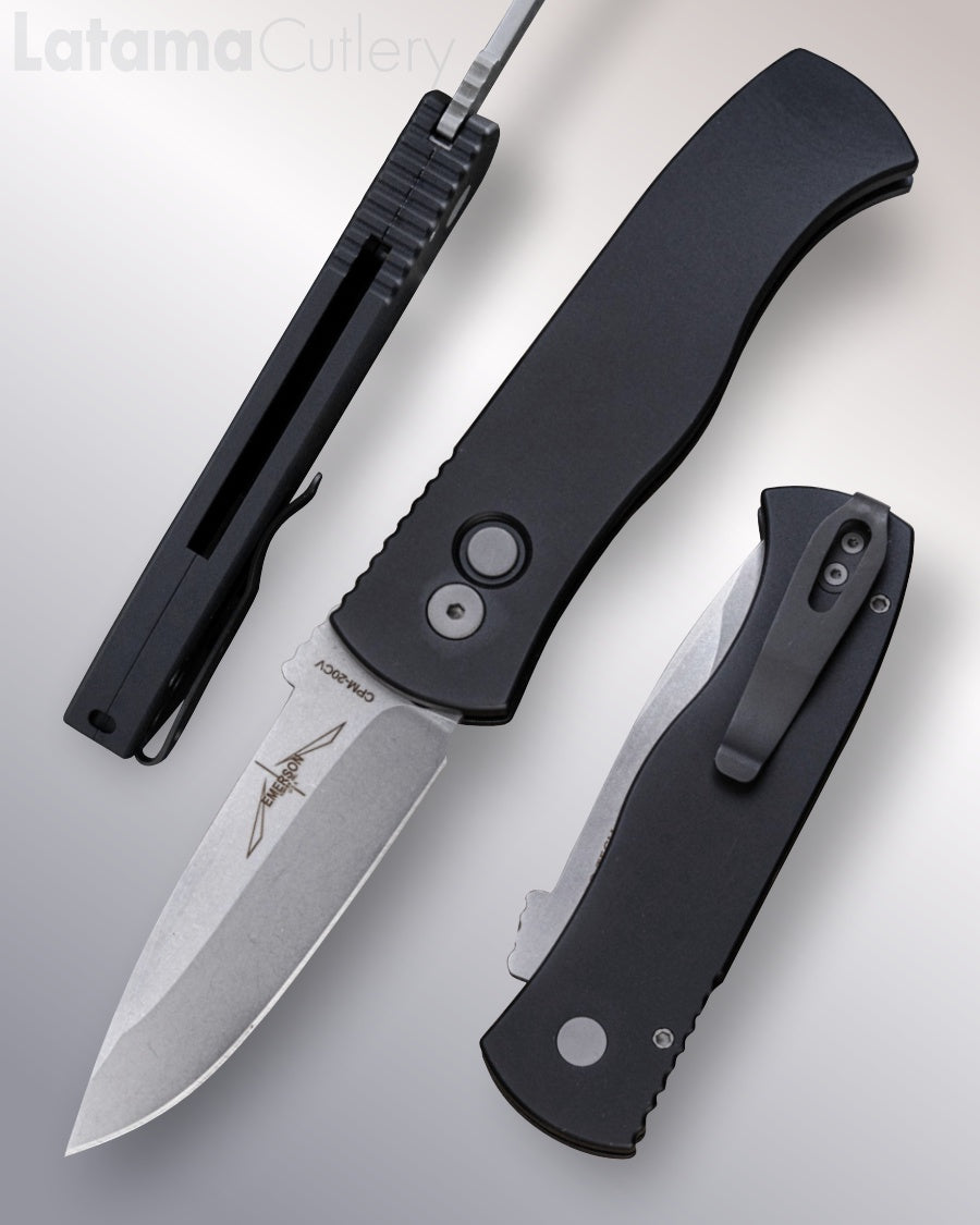 Pro-Tech Emerson CQC7 Black Solid Handle Stonewash 3.25