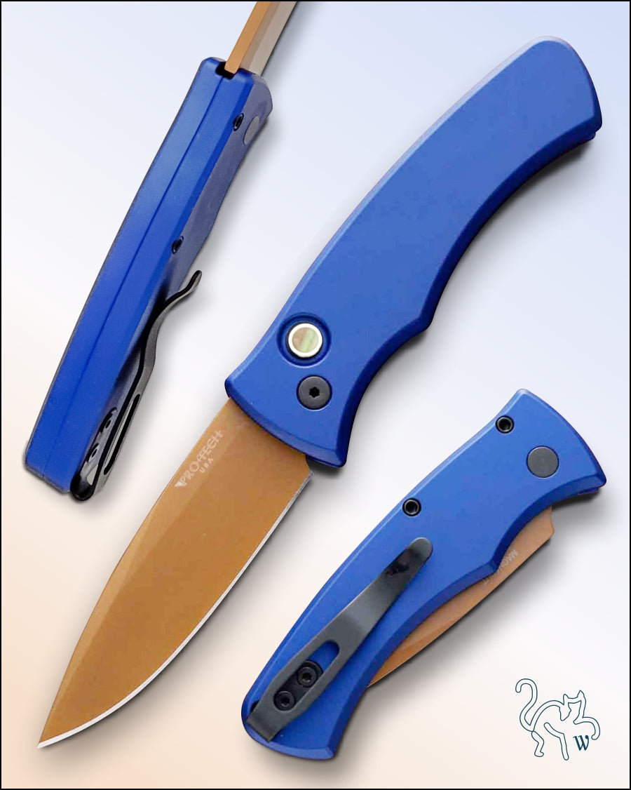 Pro-Tech Duke 2 Heritage Edition Blue Handle Tan PVD MagnaCut Blade DUKE-2103 LTD HERITAGE