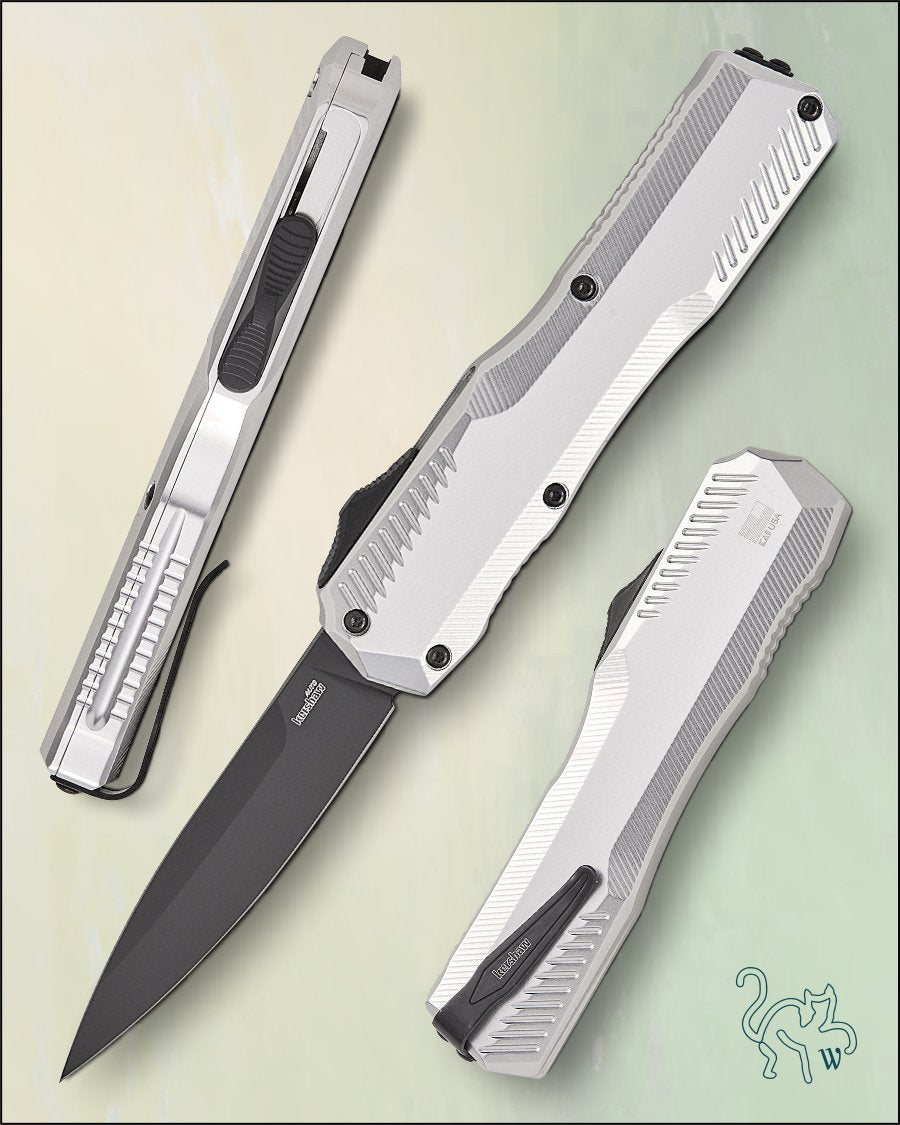 Kershaw Livewire KER-9000RAWBLK OTF Beskar Automatic Knife RAW Aluminum Handle Black MagnaCut Blade