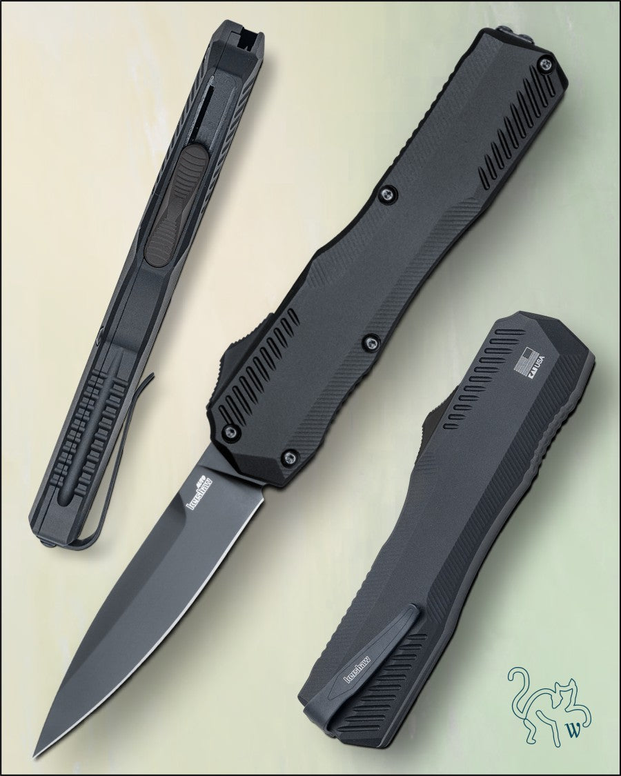 Kershaw Livewire KER-9000BLK Automatic Knife Black Aluminum Handle Stonewash MagnaCut Blade