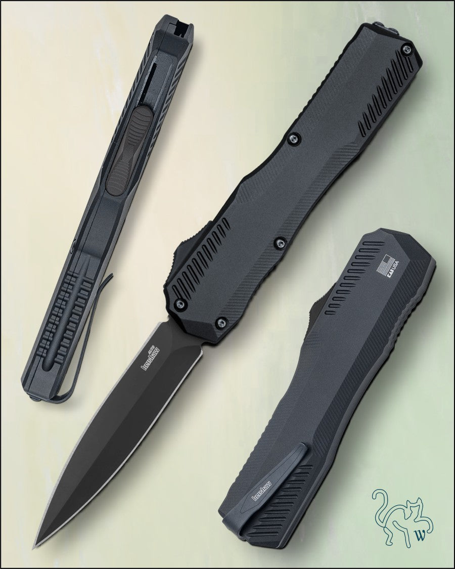 Kershaw Livewire KER-9000DE Dagger Automatic Knife Double Edge Black MagnaCut Blade