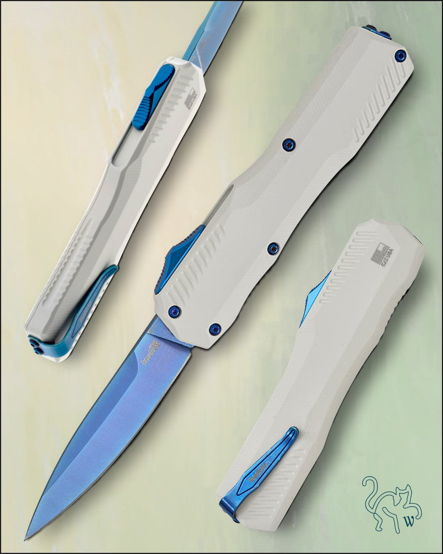 Kershaw Livewire KER-9000WBLU OTF Automatic Knife White Handle Blue MagnaCut Blade