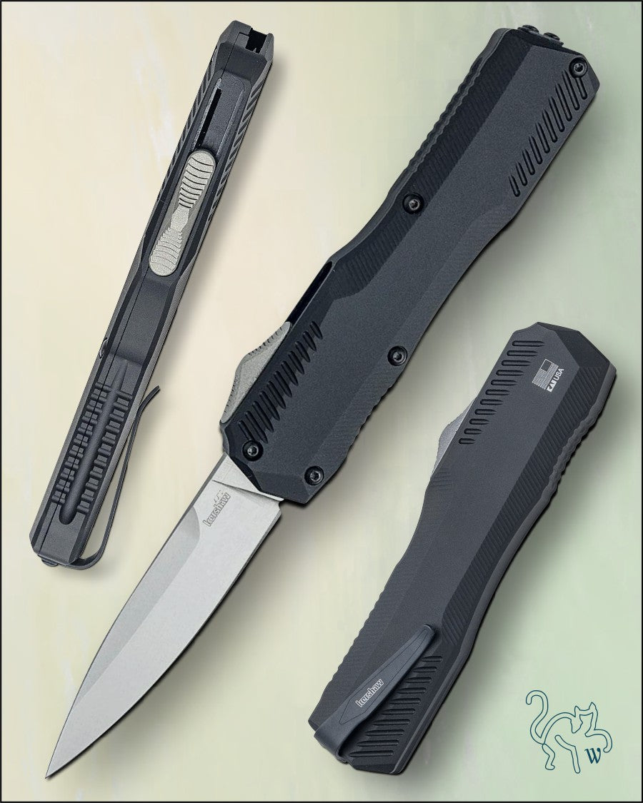 Kershaw Livewire KER-9000 Automatic Knife Black Aluminum Handle Stonewash MagnaCut Blade