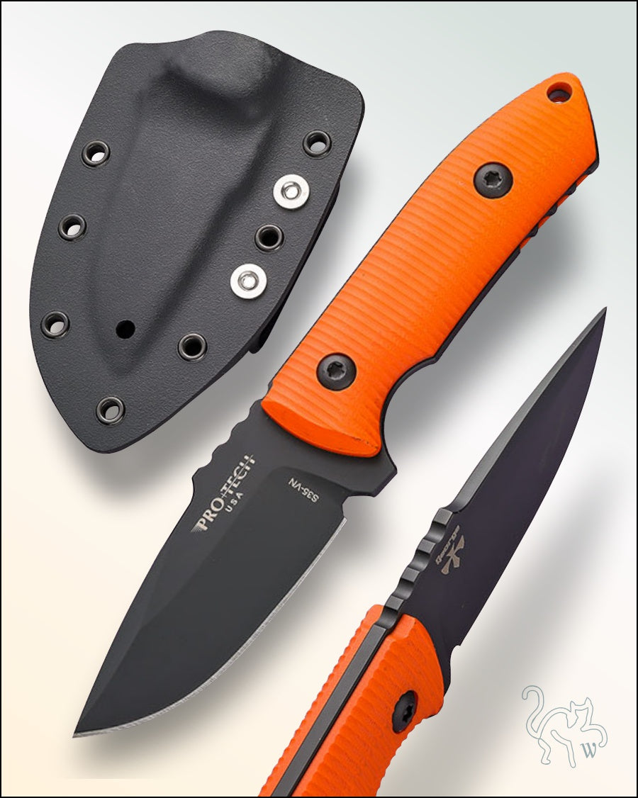 Pro-Tech Les George Design SBR Fixed DLC Black Blade #LG511-ORANGE