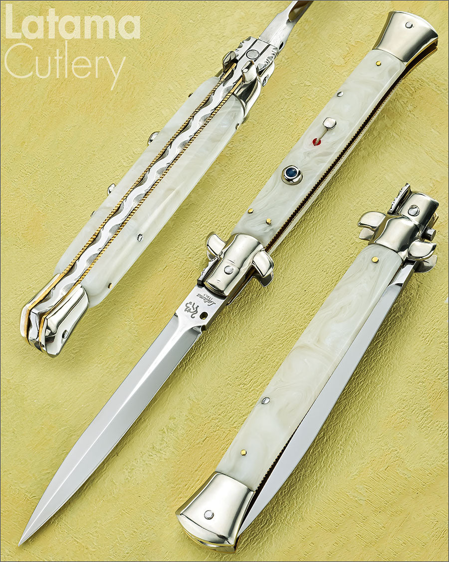 Walt's 28cm Special Custom CLASSIC “Mother of Pearl” Emerald Insert Release Button NEW Dagger Grind C-CL-MOP-ND11443