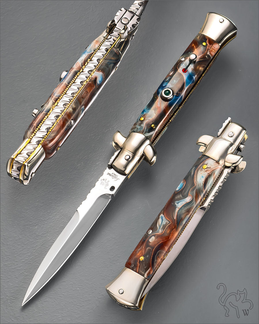 Walt&#39;s 23cm CUSTOM CLASSIC “Earth/Sea Swirled” Jade Release Button C-CL-SG-HG9675