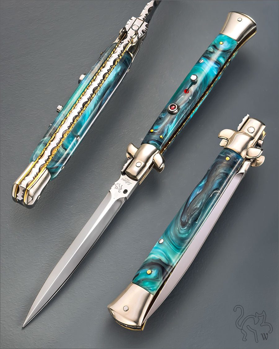 Walt&#39;s 28cm CUSTOM CLASSIC “Ocean Waves” Amber Release Button C-CL-OW-ND11676