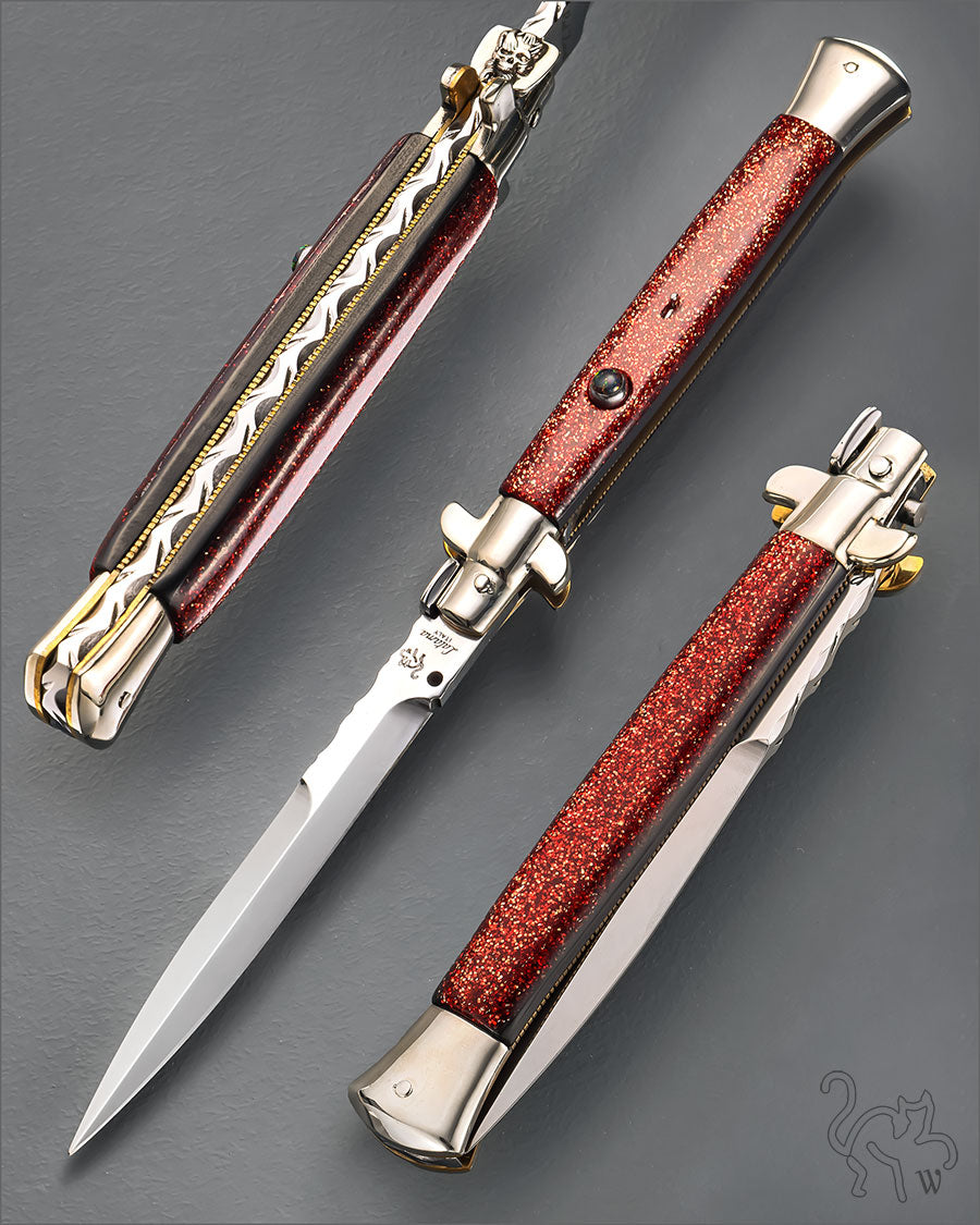 Walt's 28cm Custom Picklock “Red Devil” Red Glitter and G10 Scales C-PK-RD-HG11684