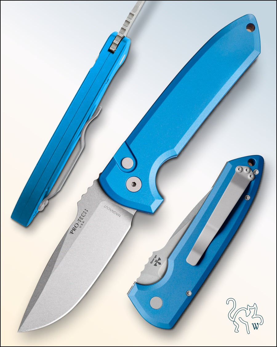 Pro-Tech Les George Rockeye Blue Handle Stonewash MagnaCut Blade LG3101-BLUE
