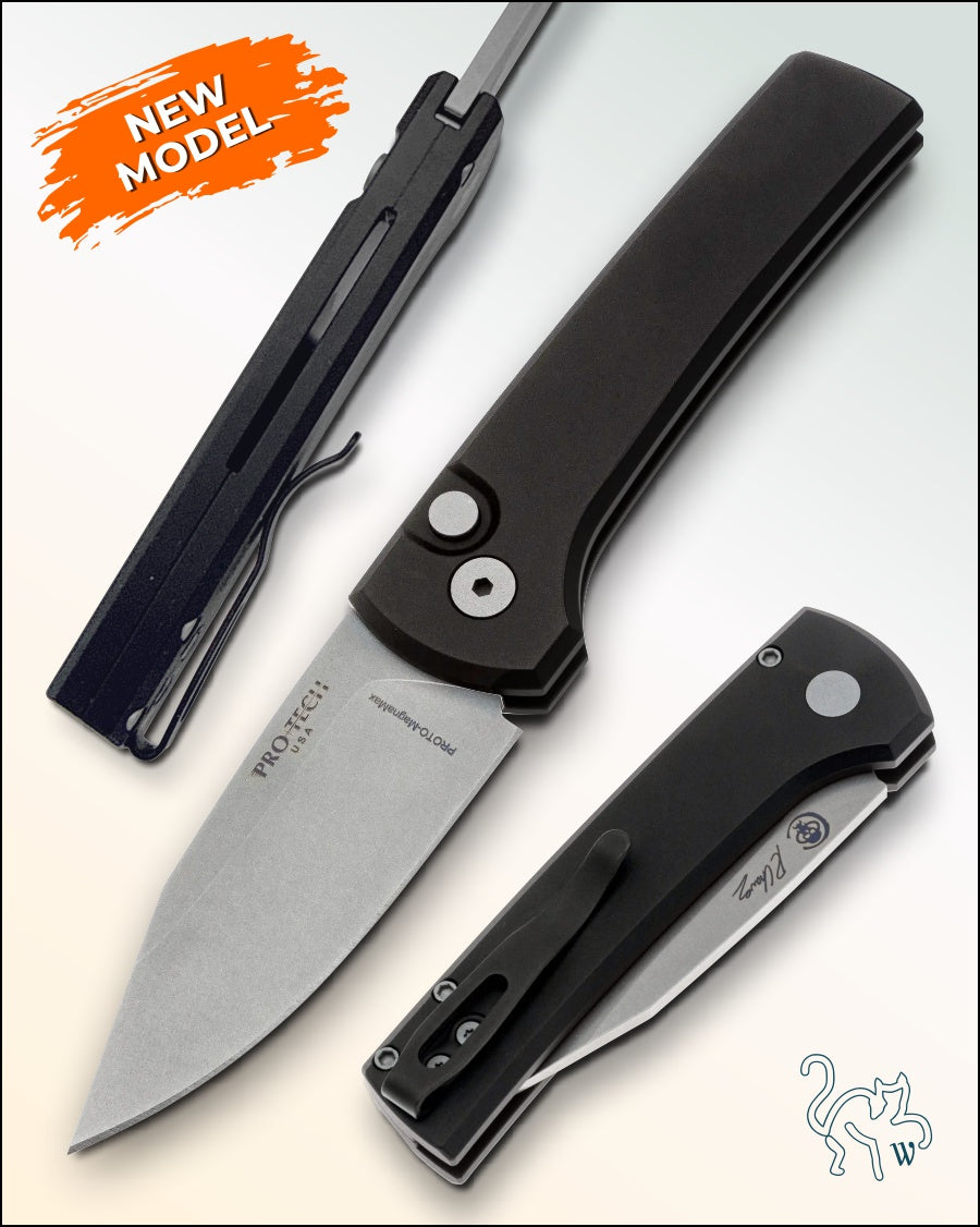 Pro-Tech Ramon Chavez Designed Scapegoat Black Handle Stonewash MagnaMax Blade RCS1101