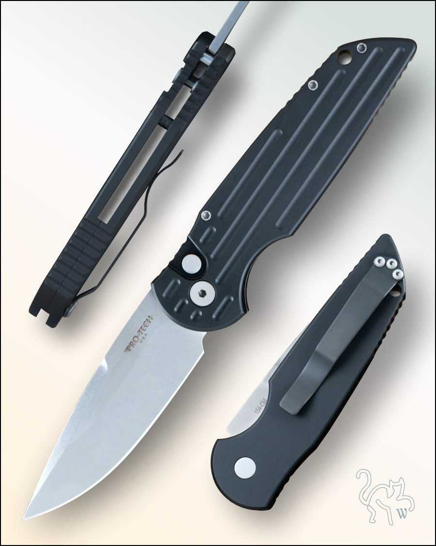 Pro-Tech Tactical Response Three “Black Handle with Grooves” Stonewash Finished 3.5” TR-3 SW