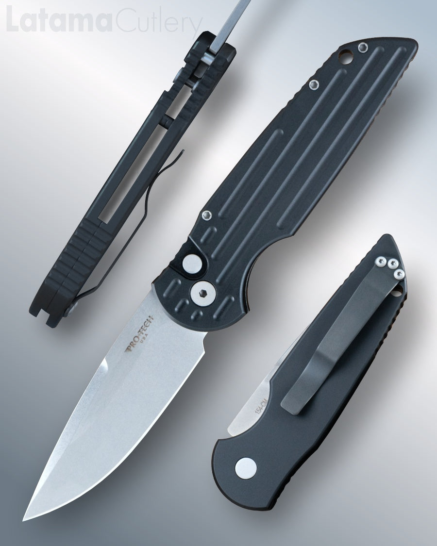 Pro-Tech Tactical Response Three “Black Handle with Grooves” Stonewash Finished 3.5” TR-3 SW