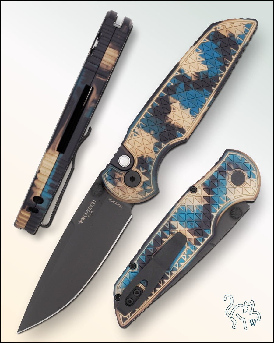 Pro-Tech TR-3 Integrity “Shipwrecked” Relic Textured Black Lip Pearl Button DLC Blade INT1106-SHIPWRECKED
