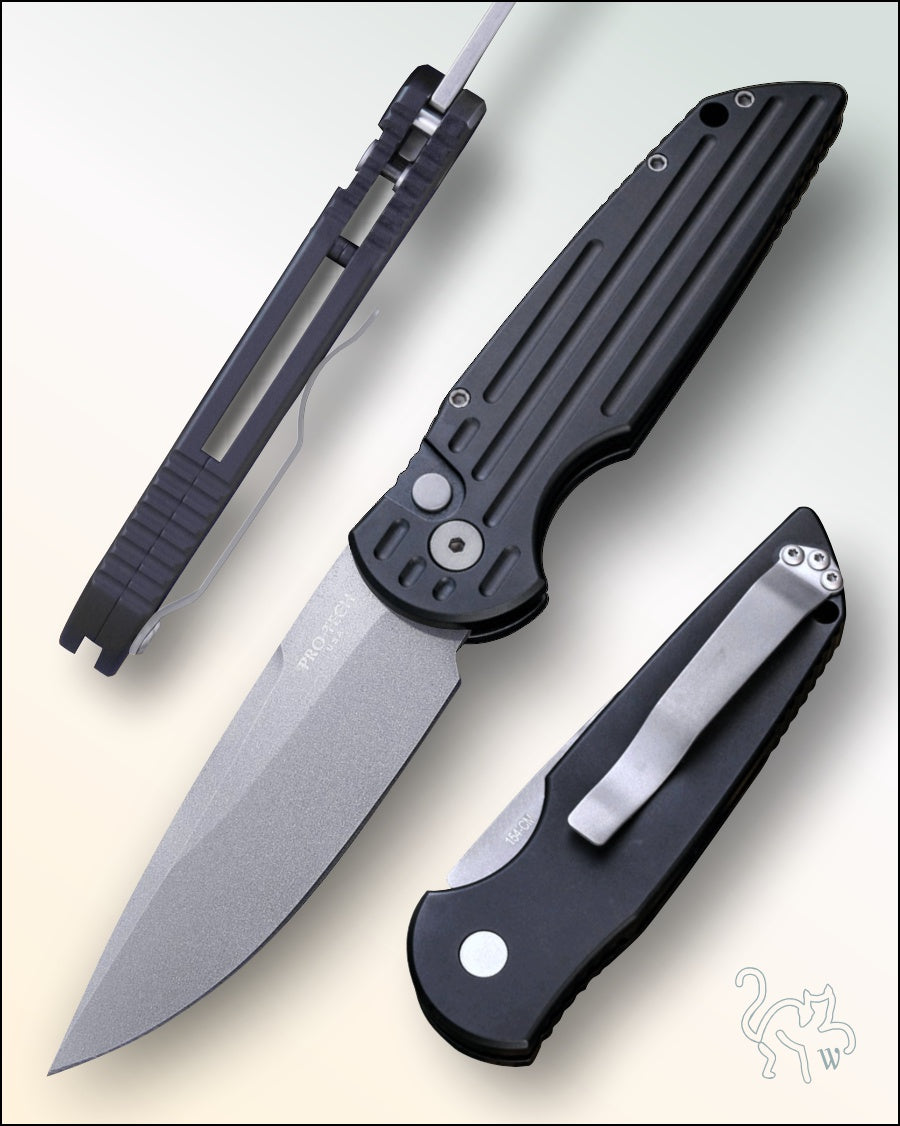 Pro-Tech Tactical Response Three “Black Handle with Grooves” Bead Blasted 3.5” Blade TR-3