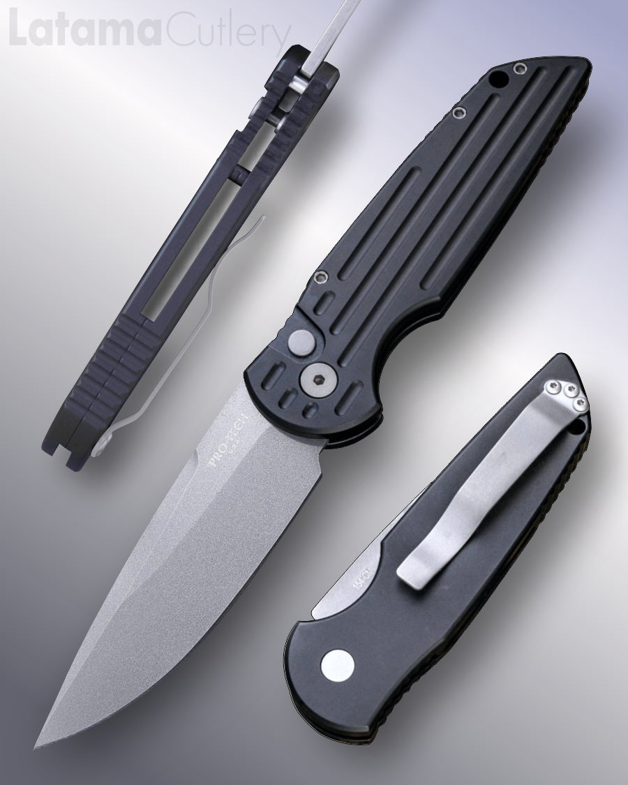 Pro-Tech Tactical Response Three “Black Handle with Grooves” Bead Blasted 3.5” Blade TR-3