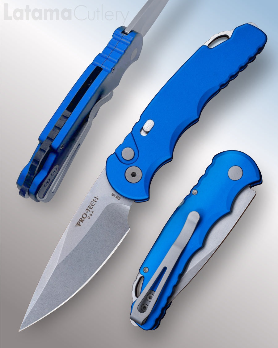 Pro-Tech Tactical Response Five Blue Handle Stonewash Finished 3.25” Blade T501-Blue