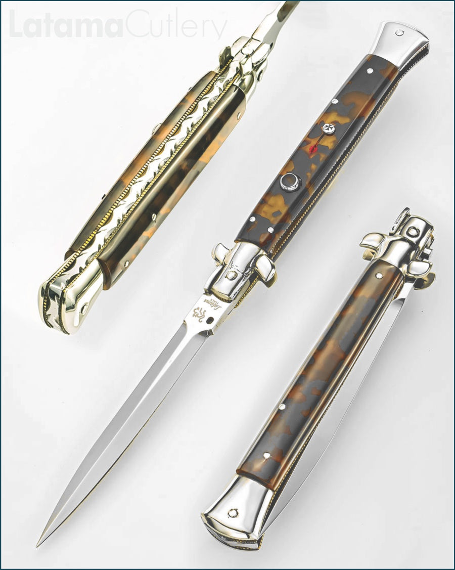 Walt's 28cm CUSTOM Classic “Tortoise Shell” New Dagger Grind with Matching Release Button C-CL-TT-ND11525