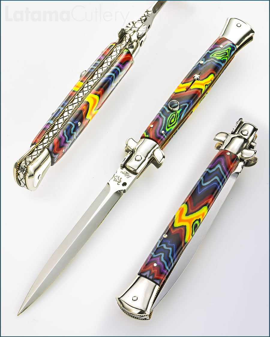 Walt's 28cm Custom CLASSIC “Mexican Blanket” New Dagger Grind with Matching Release Button C-CL-MB-ND11526