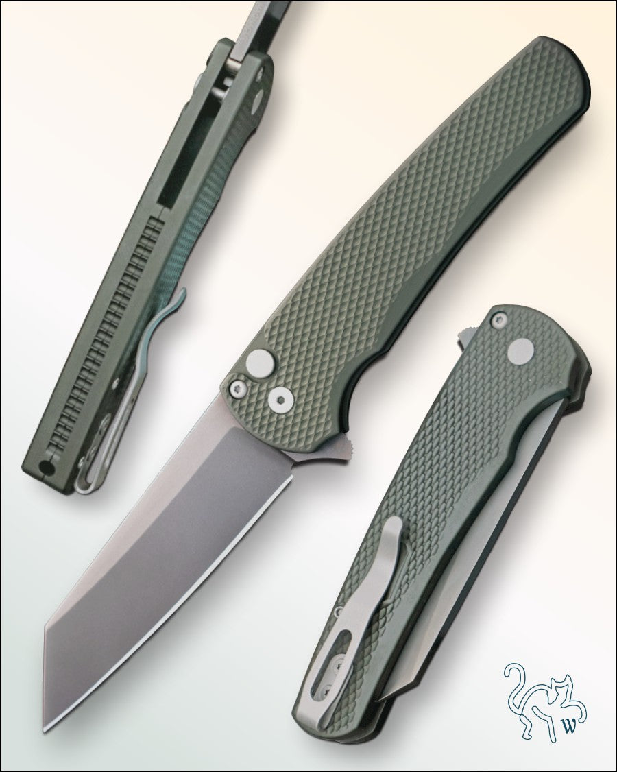 Pro-Tech Malibu Reverse Tanto Smoky Grey DLC MagnaCut 3.25” Blade 5406-SG GREEN