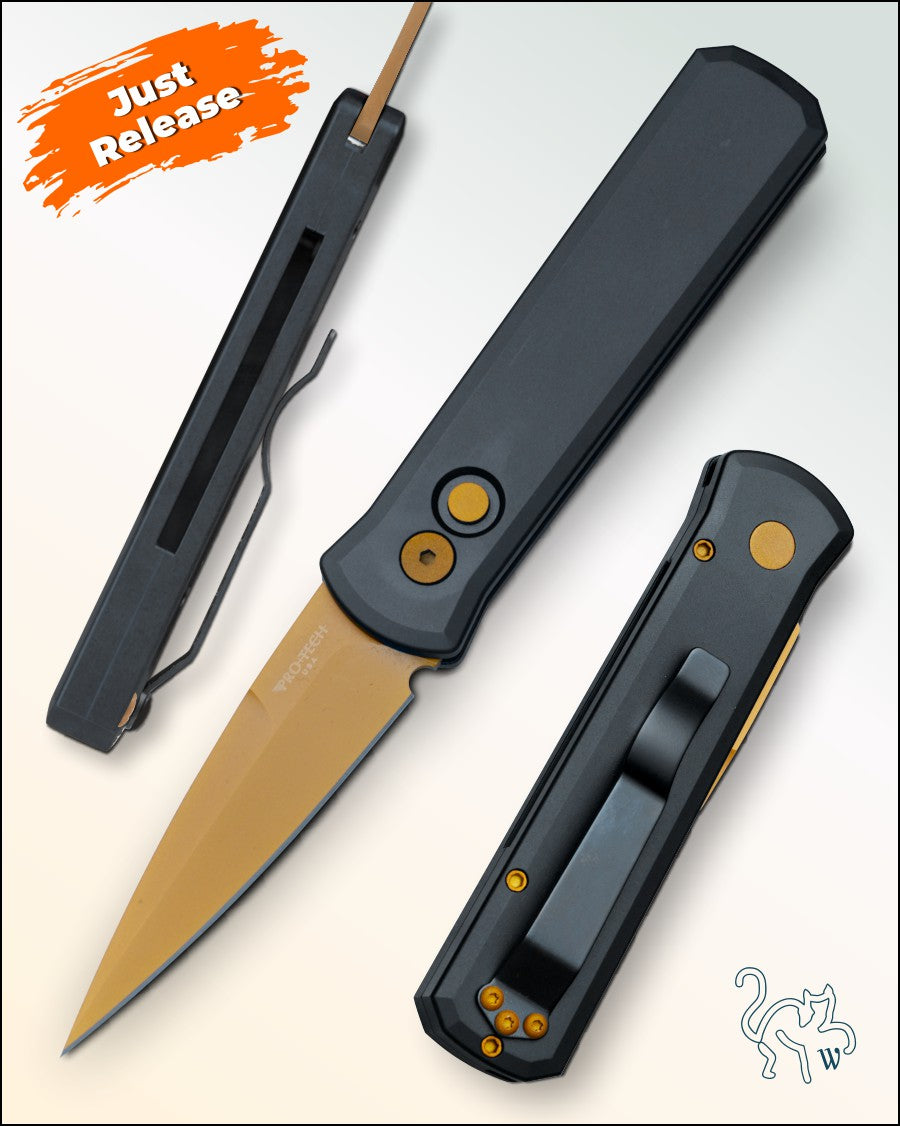 Pro-Tech Godson 721-TAN Black Aluminum - Tan PVD 3.15” Blade