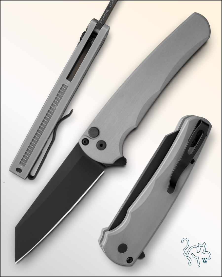 Pro-Tech Malibu 5403-GREY Reverse Tanto Black DLC MagnaCut 3.25” Blade