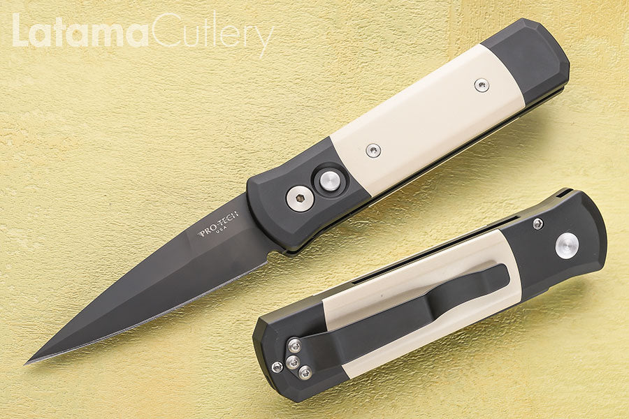Pro-Tech Godson TUXEDO Black Blade, Ivory Micarta Inlays #752