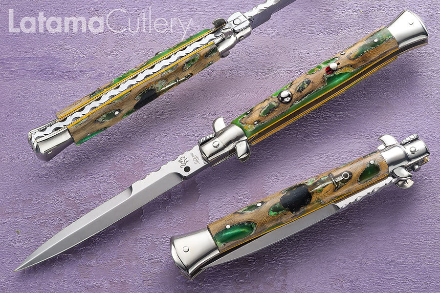 Walt's Custom Classic 11” Cactus Wood/Green Resin Half Grind C-CL-CR-HG11247