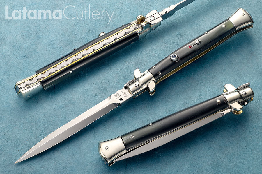 Walt's Custom FLAT GUARD Picklock plus Sapphire – Tuxedo Black Horn 11" New Dagger - W/File C-PK-BH-D1164