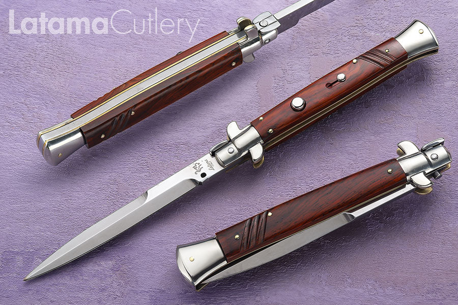 Walt's Custom FLAT GUARD Picklock 11” Cocobolo Tapered and Notched Handle Half-Grind C-PK-CO-HG11215