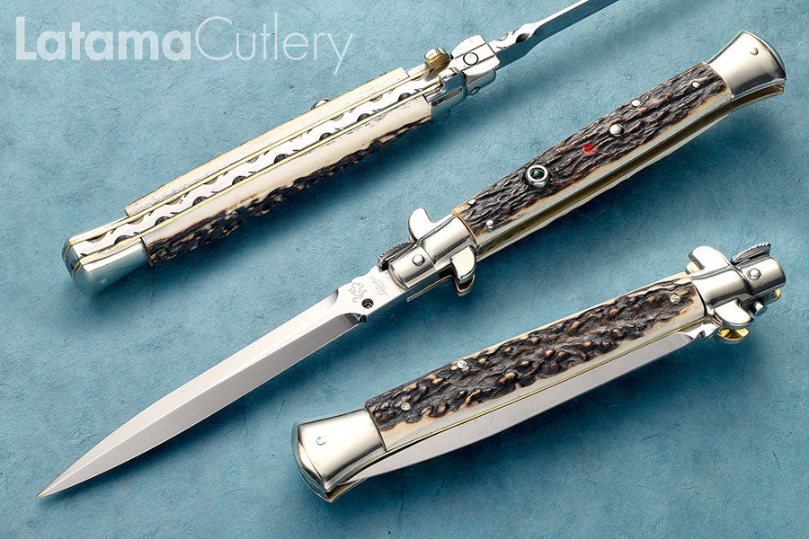 Walt's Custom FLAT GUARD Picklock plus Emerald – Black Forest Stag 11" New Dagger - W/File PK-ST-D1165