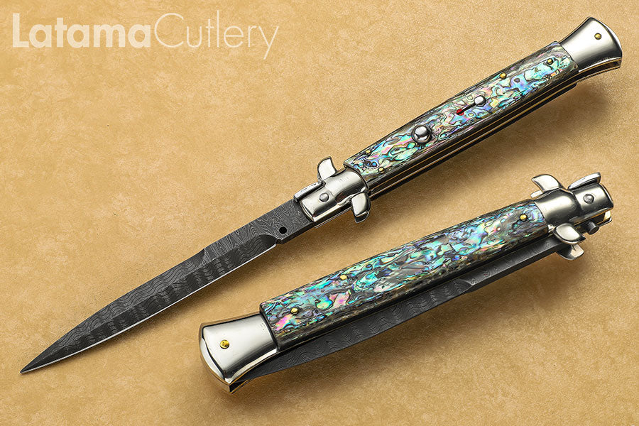 Walt's Classic 11" Abalone DAMASCUS Half Grind D-CL-AB-HG11166