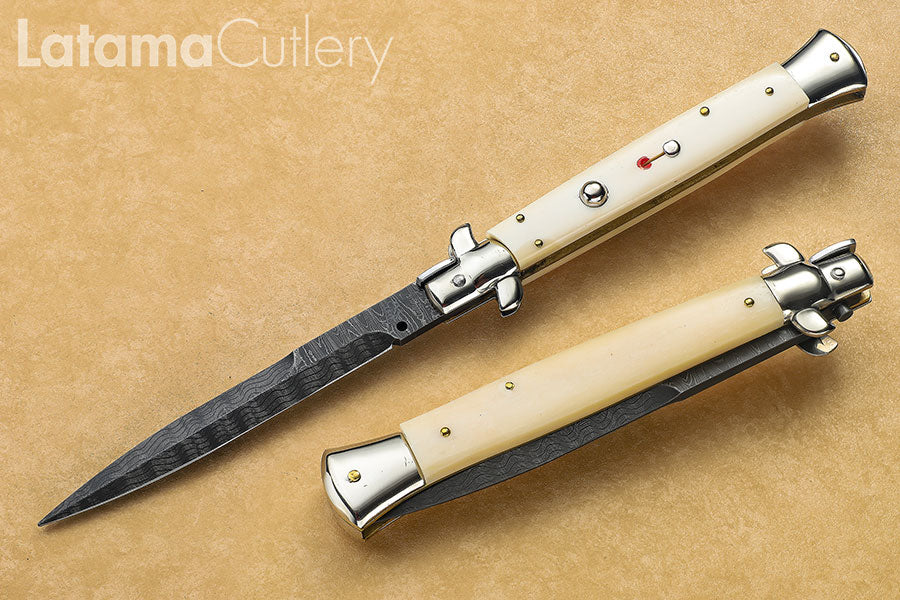 Walt's Classic 11" White Bone DAMASCUS Half Grind D-CL-BO-HG11165