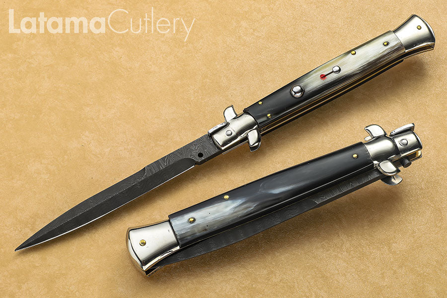 Walt's Classic 11" Brazilian Black &amp; White DAMASCUS Half Grind D-CL-BW-HG11164