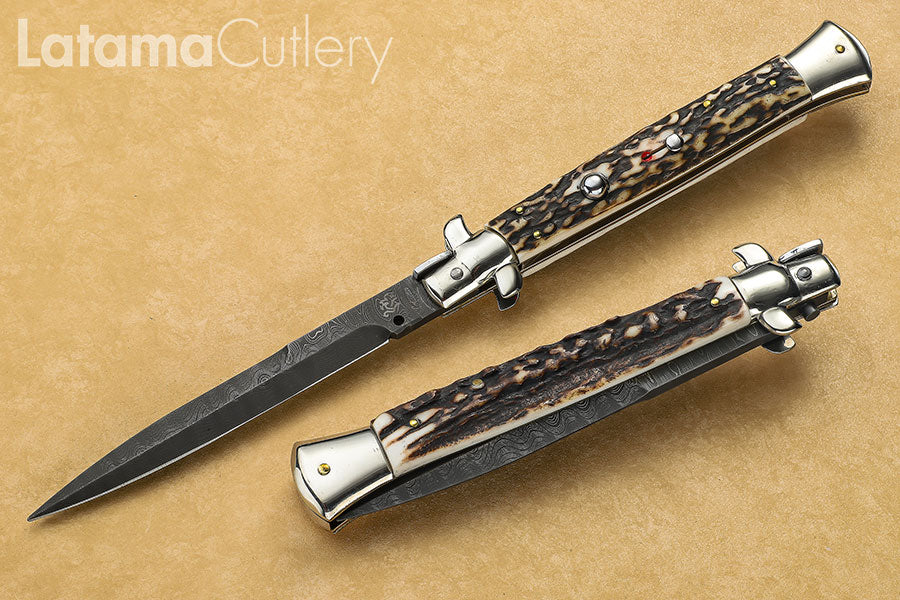 Walt's Classic 11" Black Forest Stag DAMASCUS Half Grind D-CL-ST-HG11162