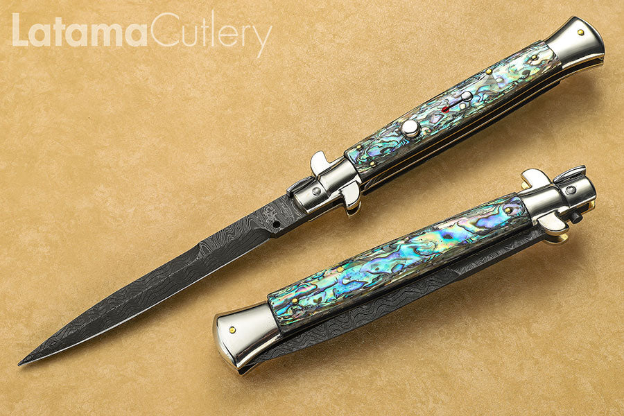 Walt's Flat Guard 11" Abalone Damascus Half Grind Picklock D-PK-AB-HG11156