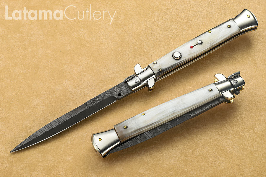Walt's Flat Guard 11" Blond Honey Horn DAMASCUS Half Grind Picklock D-PK-BL-HG11160