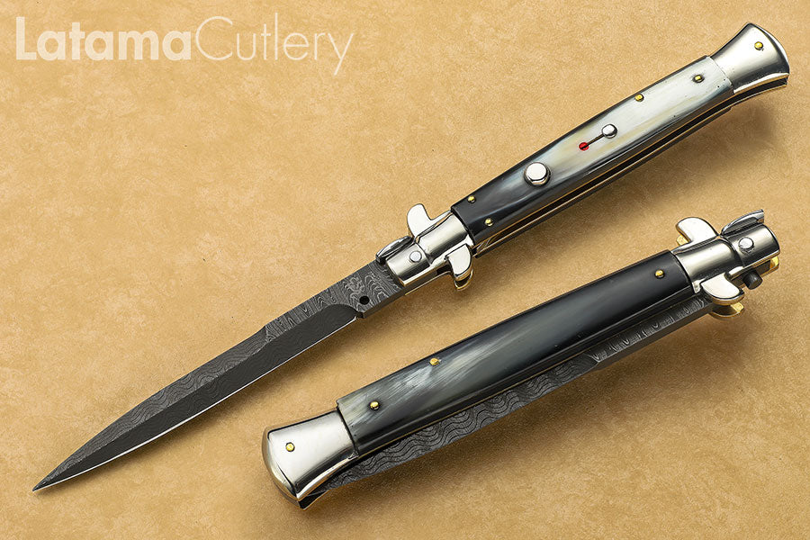 Walt's Flat Guard 11" Primo B&amp;W DAMASCUS Half Grind Picklock D-PK-BW-HG11158